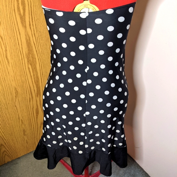 la Vie en rose aqua pin up 2 piece polka dot bathing suit dress - Picture 3 of 6